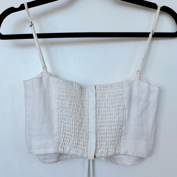 Cara Cara Cream Ruched Tie Front Crop Top - Picture 4 of 8